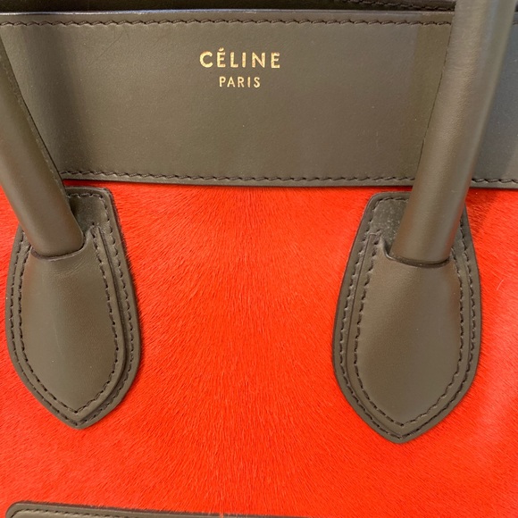 CELINE Mini Luggage 3 Color Pony Hair Bag - Picture 2 of 8